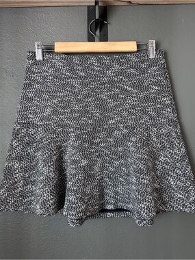 LOFT Black and White Tweed Skater Skirt